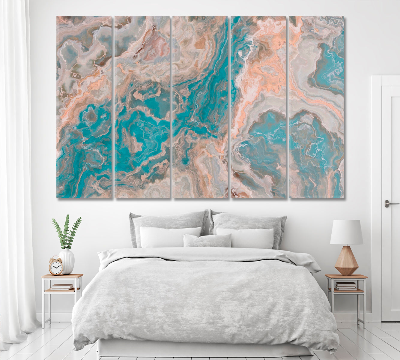 Luxury Curly Marble Canvas Print ArtLexy 5 Panels 36"x24" inches 