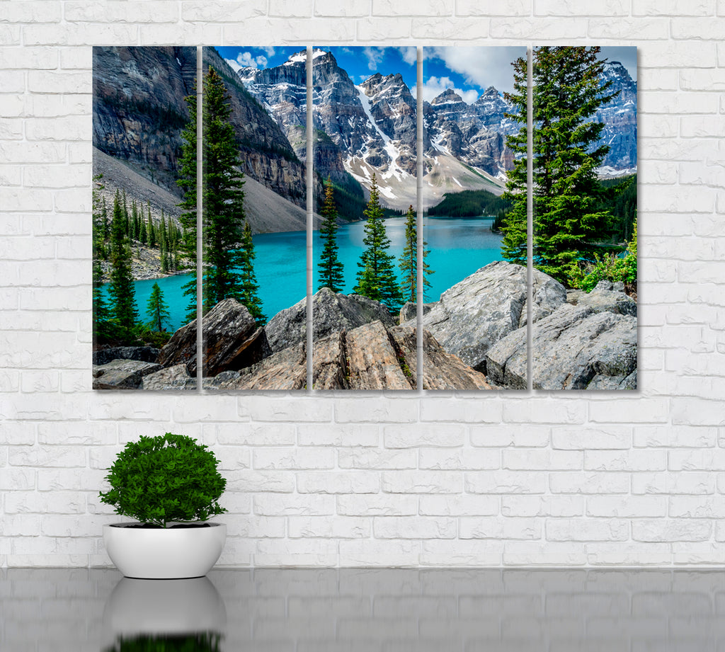 Moraine Lake in Valley of Ten Peaks Banff National Park Canada Canvas Print ArtLexy 5 Panels 36"x24" inches 