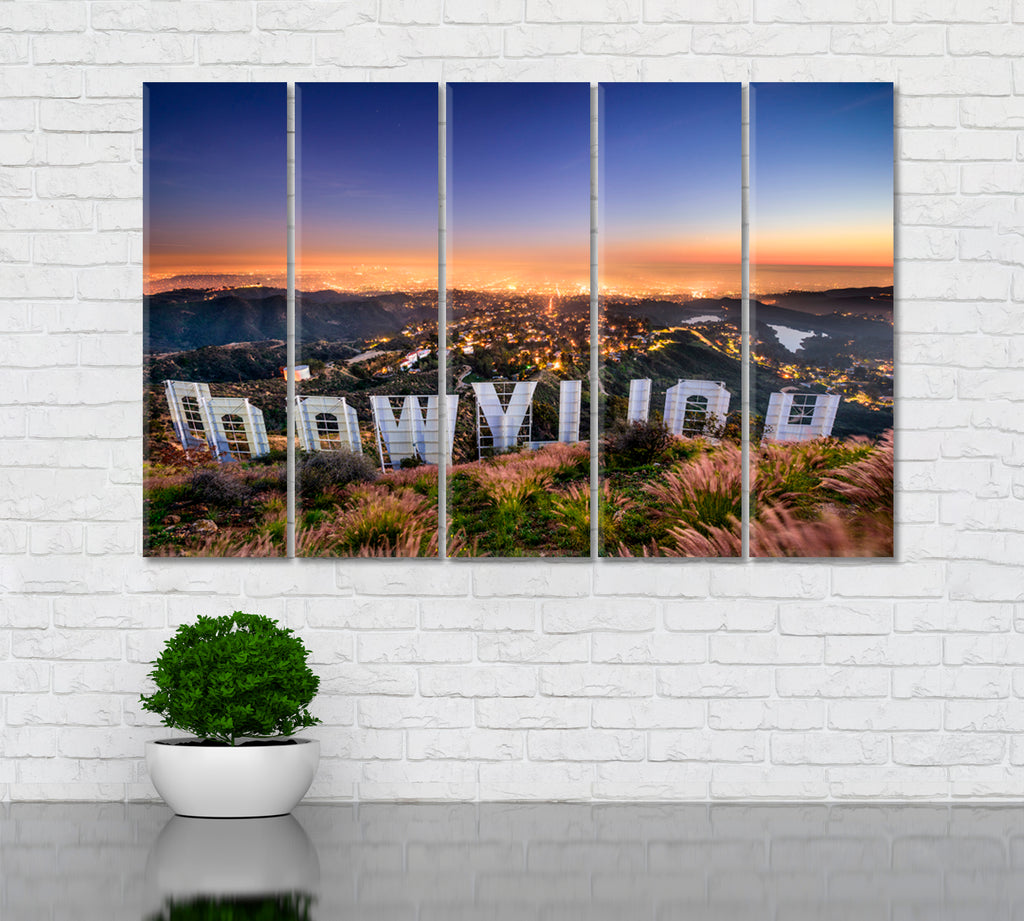 Hollywood Sign Los Angeles California Canvas Print ArtLexy 5 Panels 36"x24" inches 