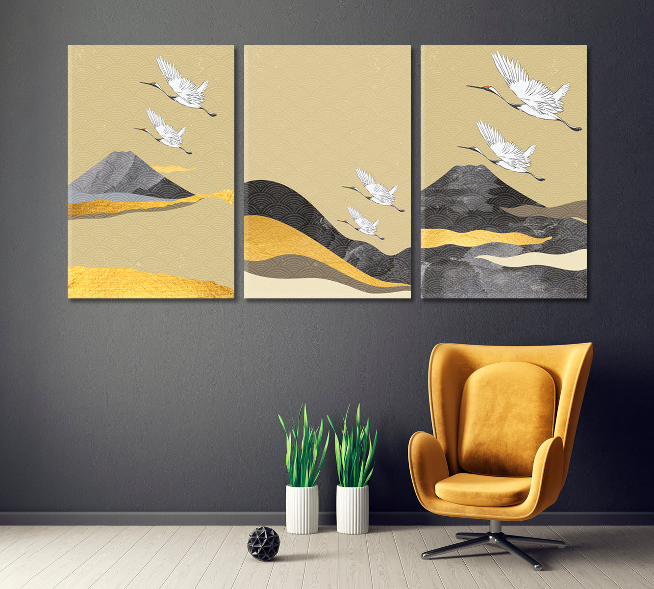 Set of 3 Modern Fuji Mountain Landscape in Japanese Style Canvas Print ArtLexy   