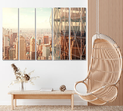 Modern Skyscrapers. Office Buildings Canvas Print ArtLexy 5 Panels 36"x24" inches 