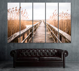Wooden Pier in Long Island New York Canvas Print ArtLexy 5 Panels 36"x24" inches 