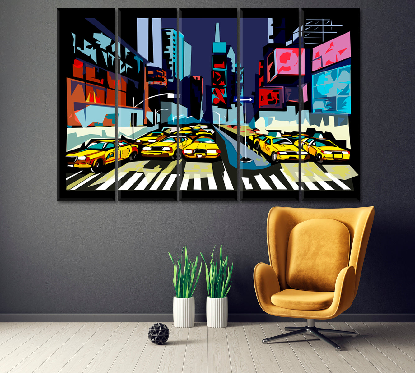 Abstract New York Canvas Print ArtLexy 5 Panels 36"x24" inches 