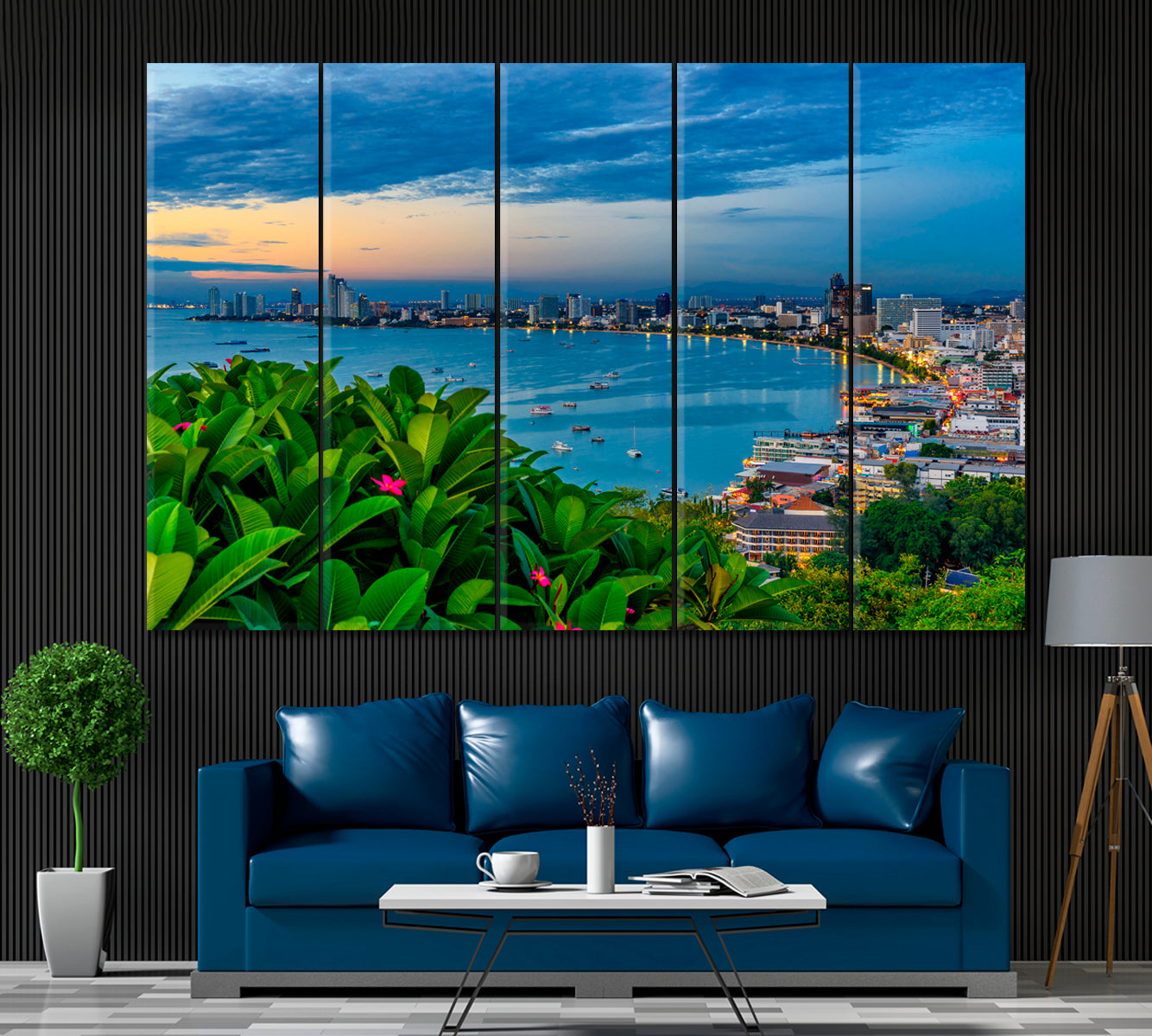 Pattaya Skyscrapers Thailand Canvas Print ArtLexy 5 Panels 36"x24" inches 