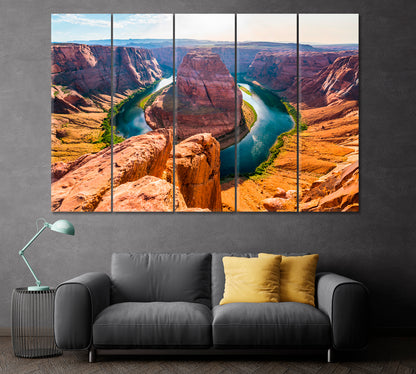 Horseshoe Bend Colorado River Arizona Canvas Print ArtLexy 5 Panels 36"x24" inches 