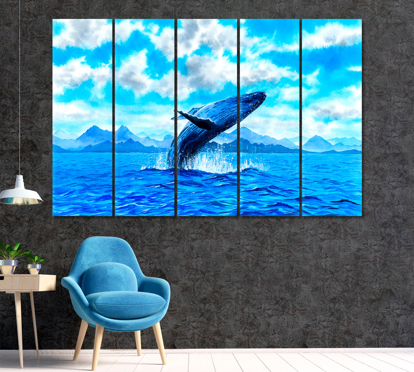 Fantasy Whale Canvas Print ArtLexy 5 Panels 36"x24" inches 