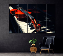 Piano with Violin Canvas Print ArtLexy 5 Panels 36"x24" inches 