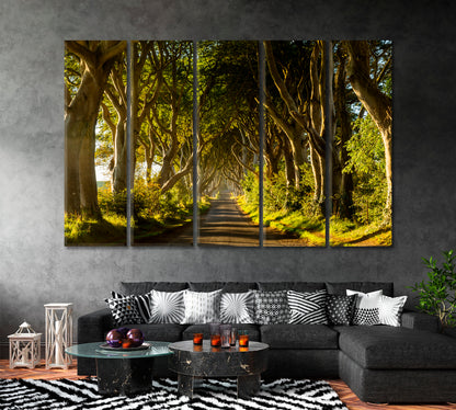 Dark Hedges Tree Tunnel Northern Ireland Canvas Print ArtLexy 5 Panels 36"x24" inches 