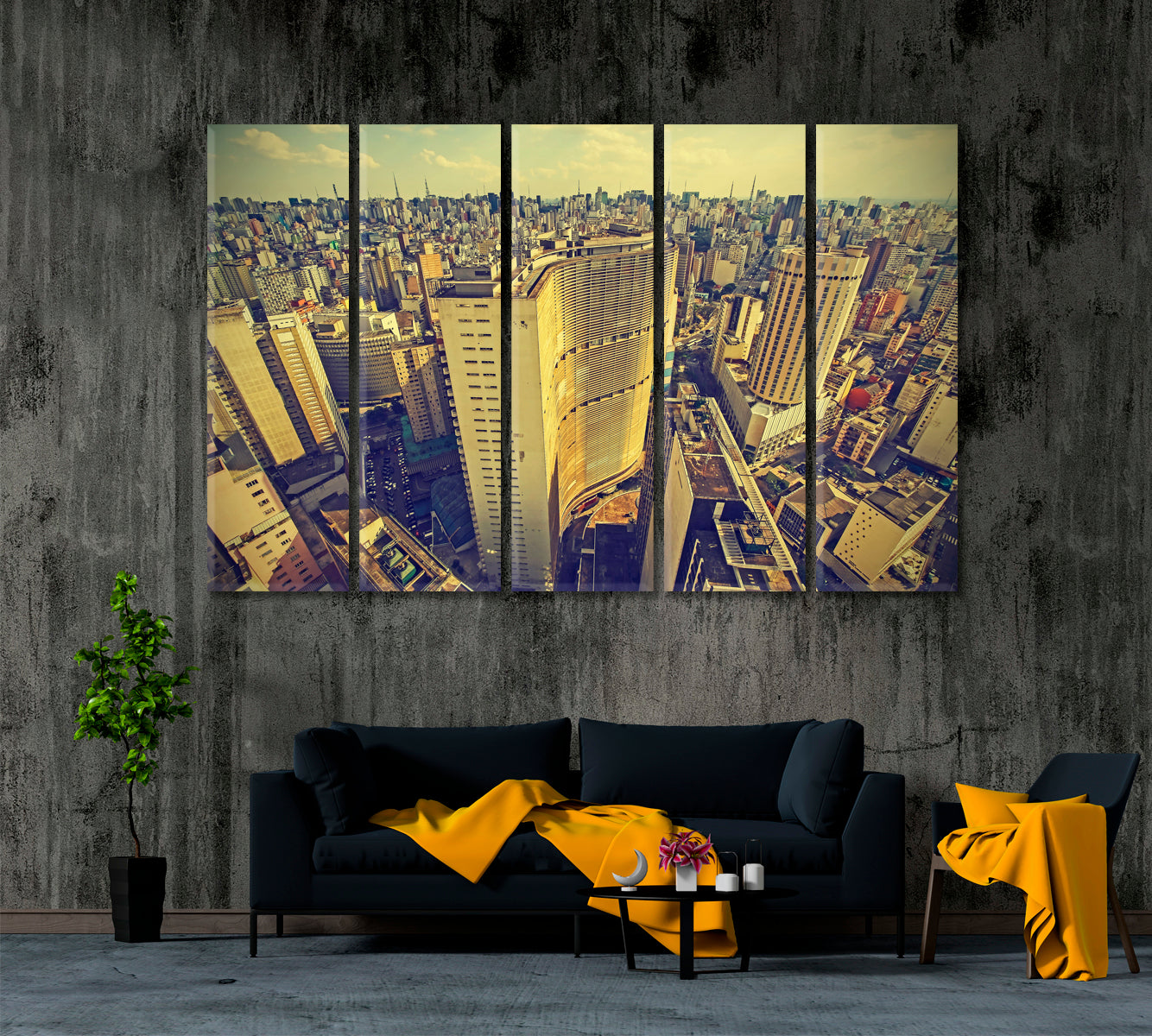 Sao Paulo Downtown Brazil Canvas Print ArtLexy 5 Panels 36"x24" inches 