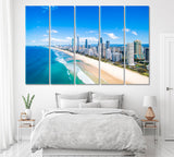 Surfers Paradise Cityscape Gold Coast Australia Canvas Print ArtLexy 5 Panels 36"x24" inches 