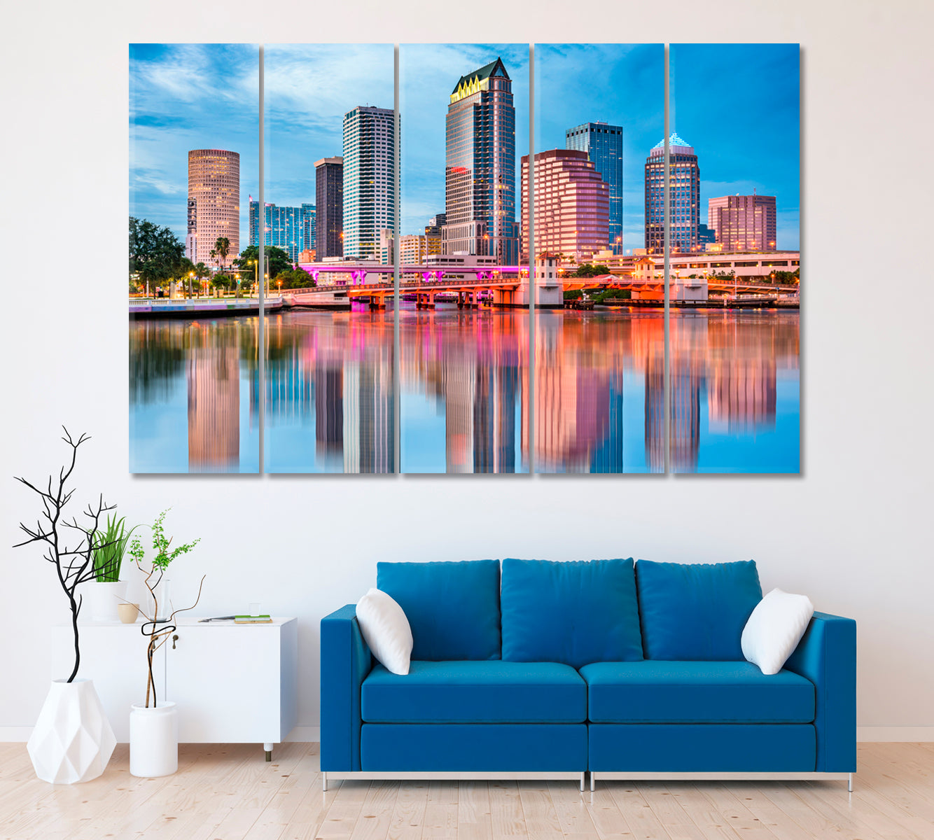 Tampa Downtown Skyline Canvas Print ArtLexy 5 Panels 36"x24" inches 