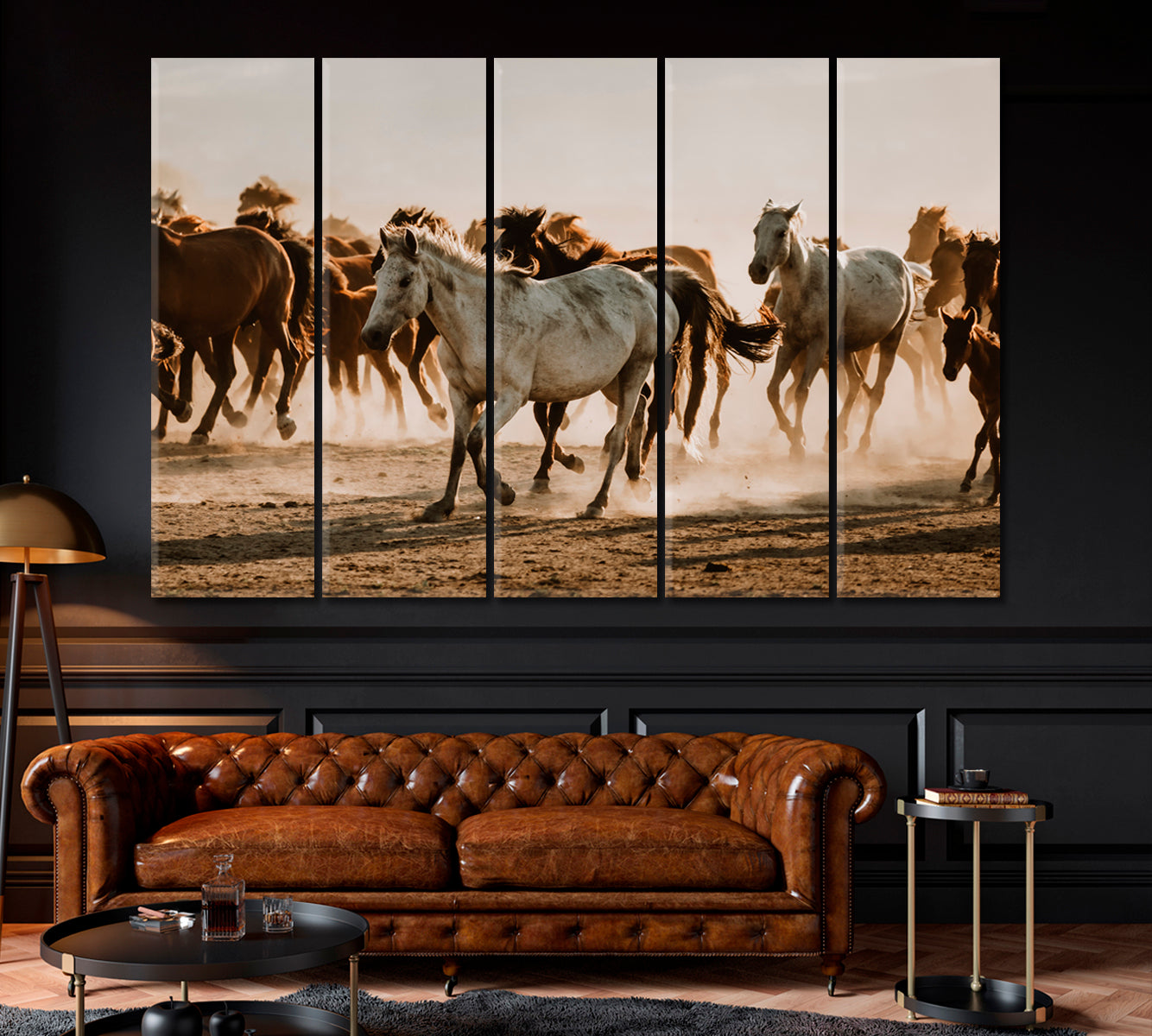 Wild Horses in Cappadocia Turkey Canvas Print ArtLexy 5 Panels 36"x24" inches 