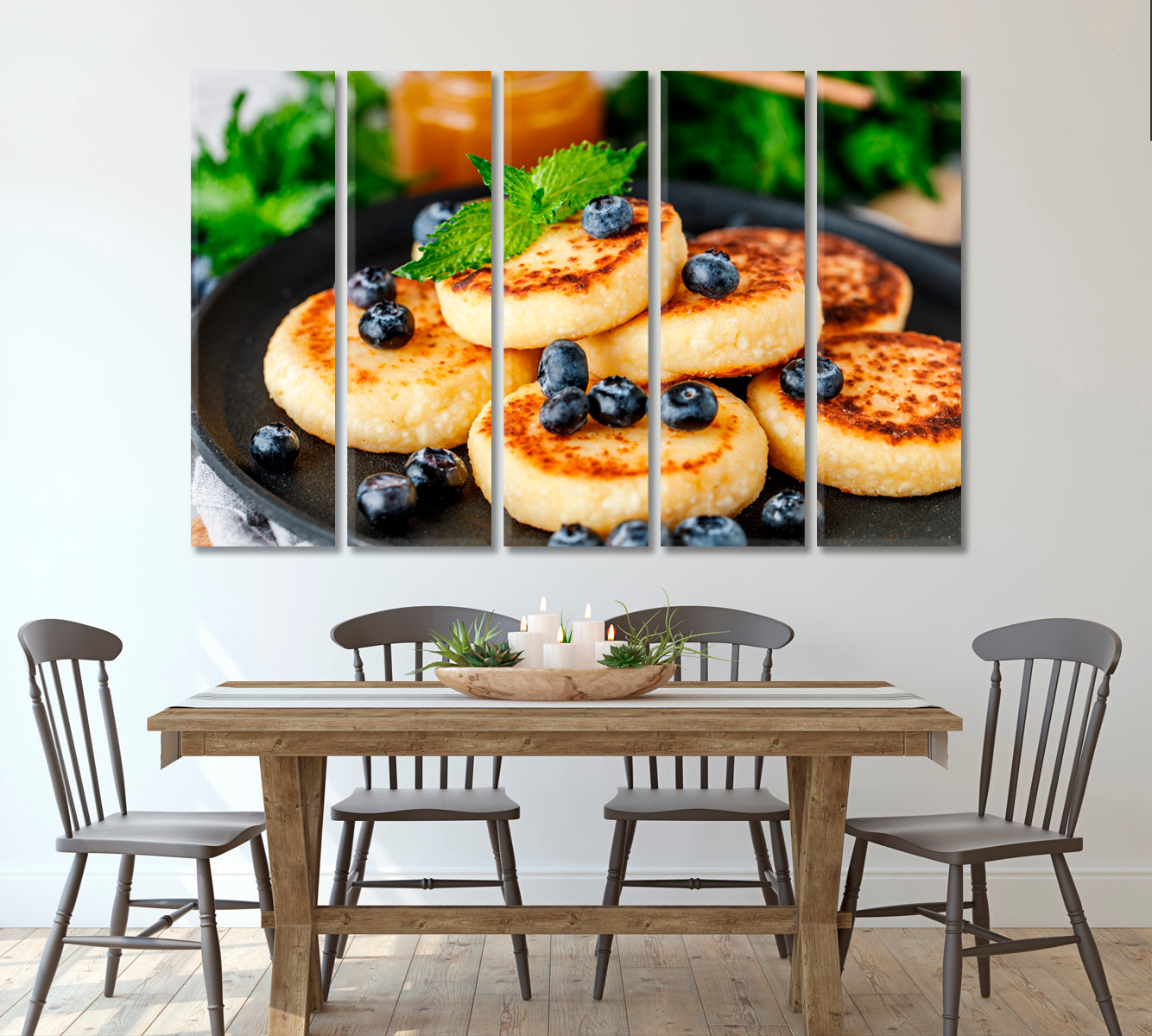 Cottage Cheese Pancakes with Blueberry Canvas Print ArtLexy   