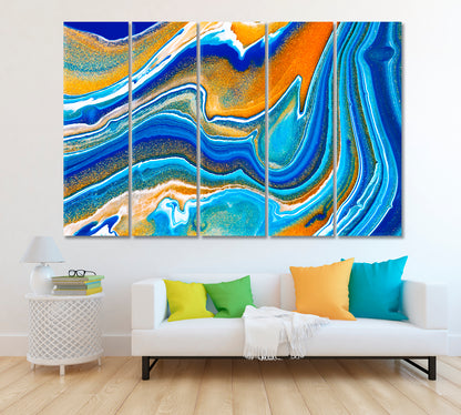 Abstract Liquid Ripples of Agate Canvas Print ArtLexy 5 Panels 36"x24" inches 