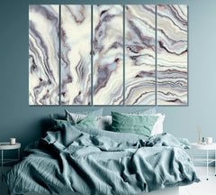 White Marble Pattern with Curly Veins Canvas Print ArtLexy 5 Panels 36"x24" inches 