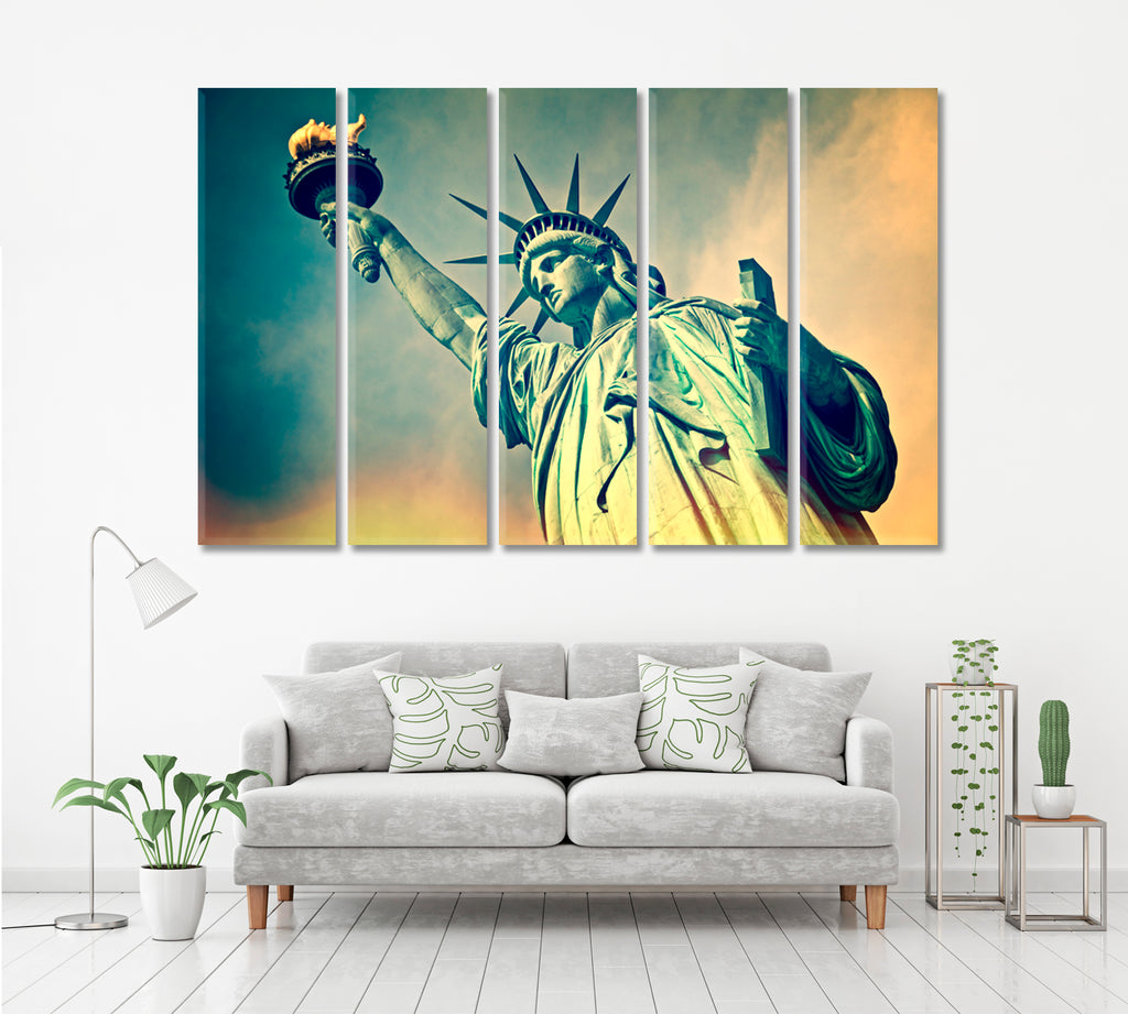 Statue of Liberty New York Canvas Print ArtLexy 5 Panels 36"x24" inches 