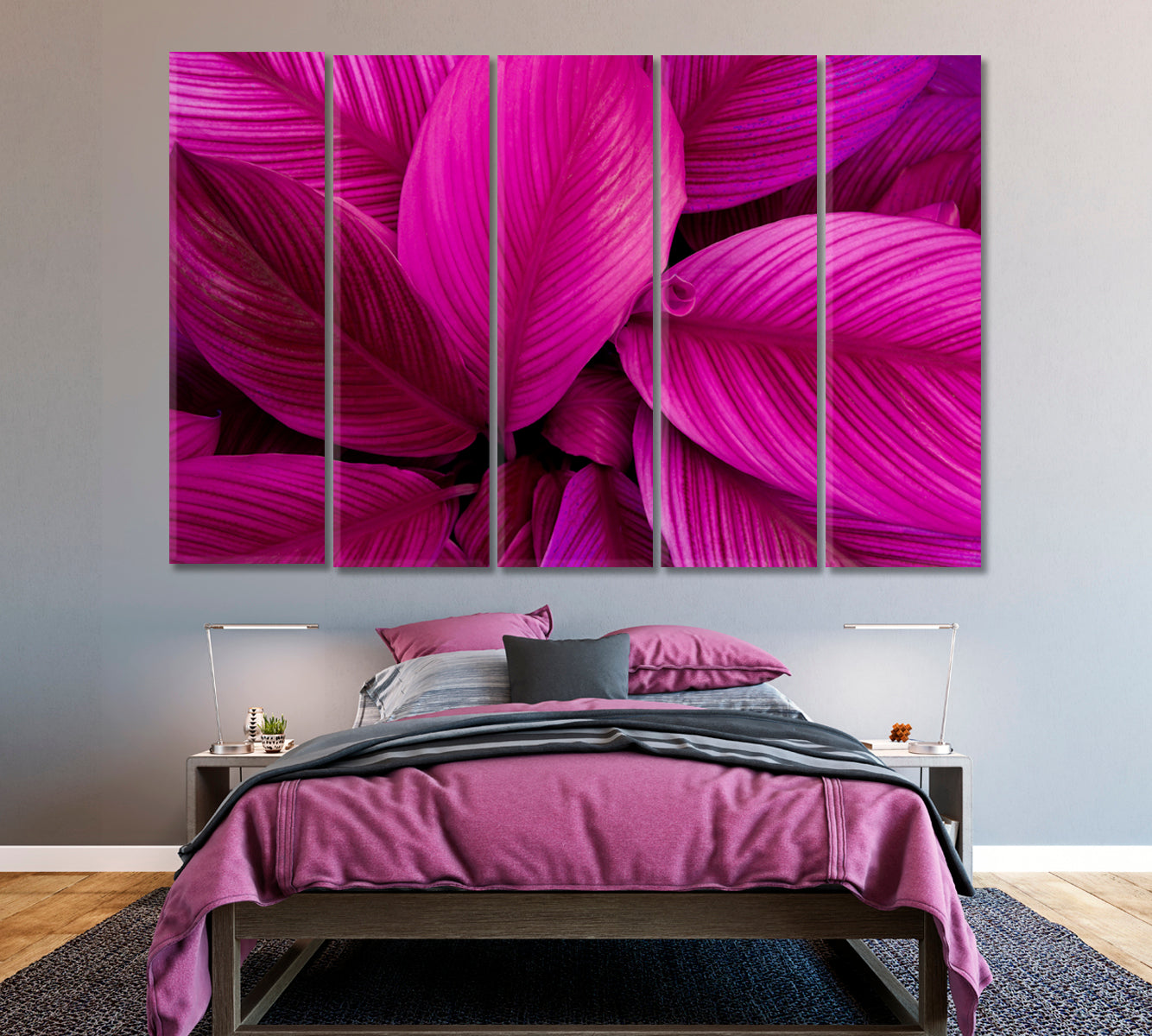Leaves of Spathiphyllum Cannifolium Canvas Print ArtLexy 5 Panels 36"x24" inches 