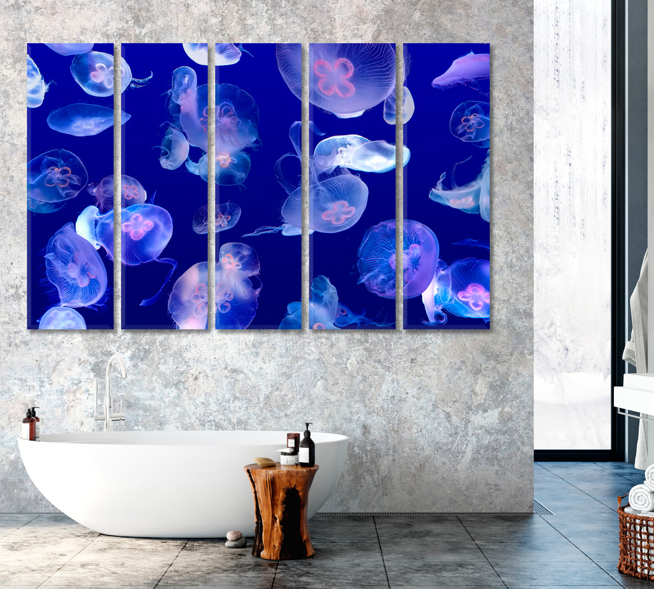 Glow Jellyfish in Blue Sea Canvas Print ArtLexy   