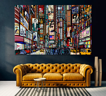 Times Square New York Canvas Print ArtLexy 5 Panels 36"x24" inches 