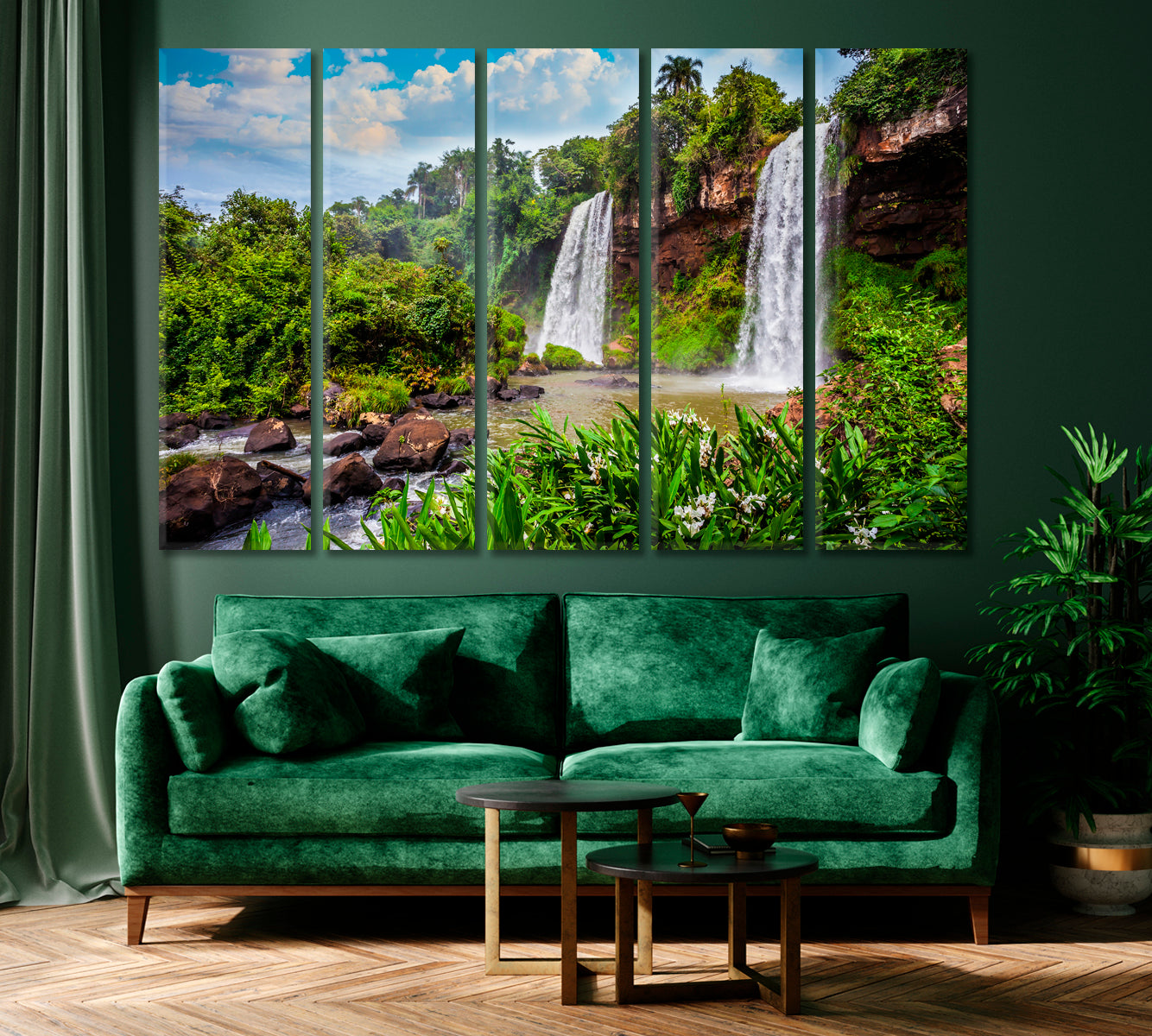 Amazing Iguazu Falls Argentina Canvas Print ArtLexy 5 Panels 36"x24" inches 