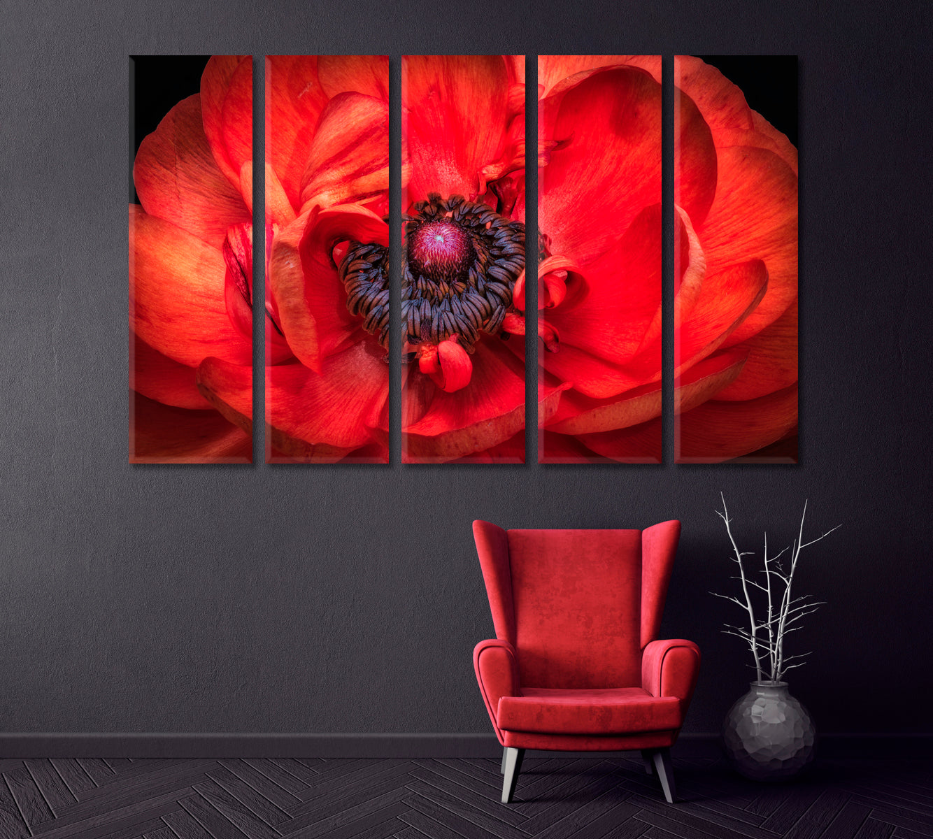 Red Buttercup Flower Canvas Print ArtLexy   