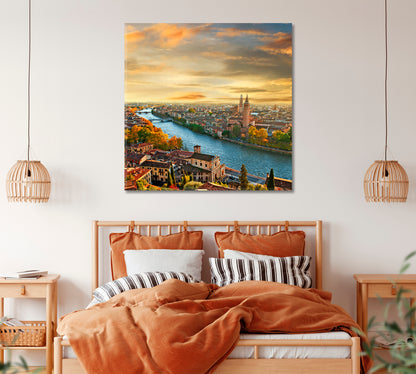 Verona at Sunset Italy Canvas Print ArtLexy 1 Panel 12"x12" inches 