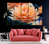 Dahlia Flower Canvas Print ArtLexy 5 Panels 36"x24" inches 