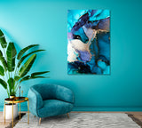 Abstract Blue Fluid Acrylic Painting Canvas Print ArtLexy 1 Panel 16"x24" inches 