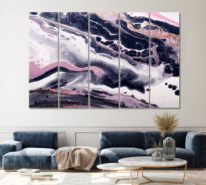 Abstract Lilac Wavy Marble Canvas Print ArtLexy 5 Panels 36"x24" inches 