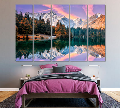 Fusine Lake Italy Canvas Print ArtLexy 5 Panels 36"x24" inches 