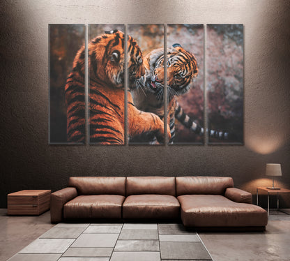 Two Sumatran Tiger Fighting Canvas Print ArtLexy   
