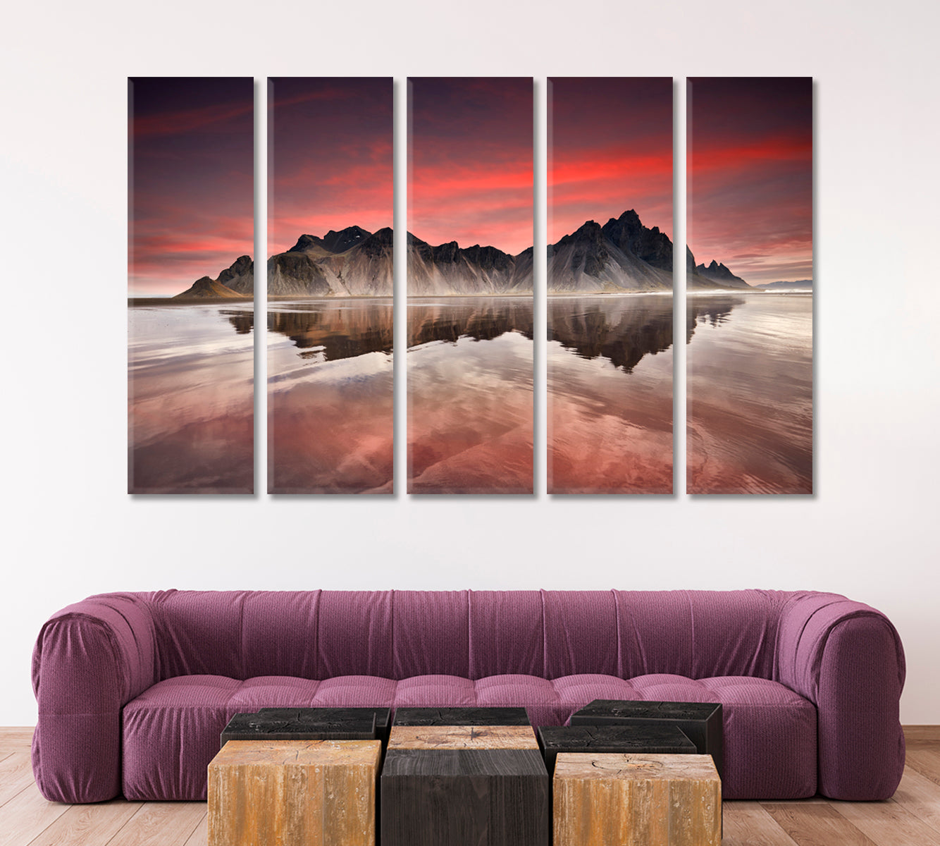 Stokksnes Mountains Reflected In Icelandic Water Canvas Print ArtLexy   