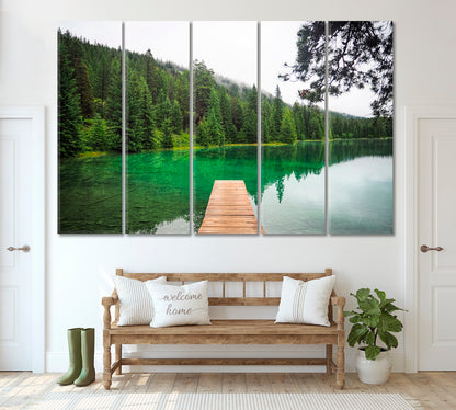 Wooden Pier on Lake Canada Canvas Print ArtLexy 5 Panels 36"x24" inches 