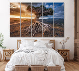 Dragon Tree Socotra Island Yemen Canvas Print ArtLexy 5 Panels 36"x24" inches 