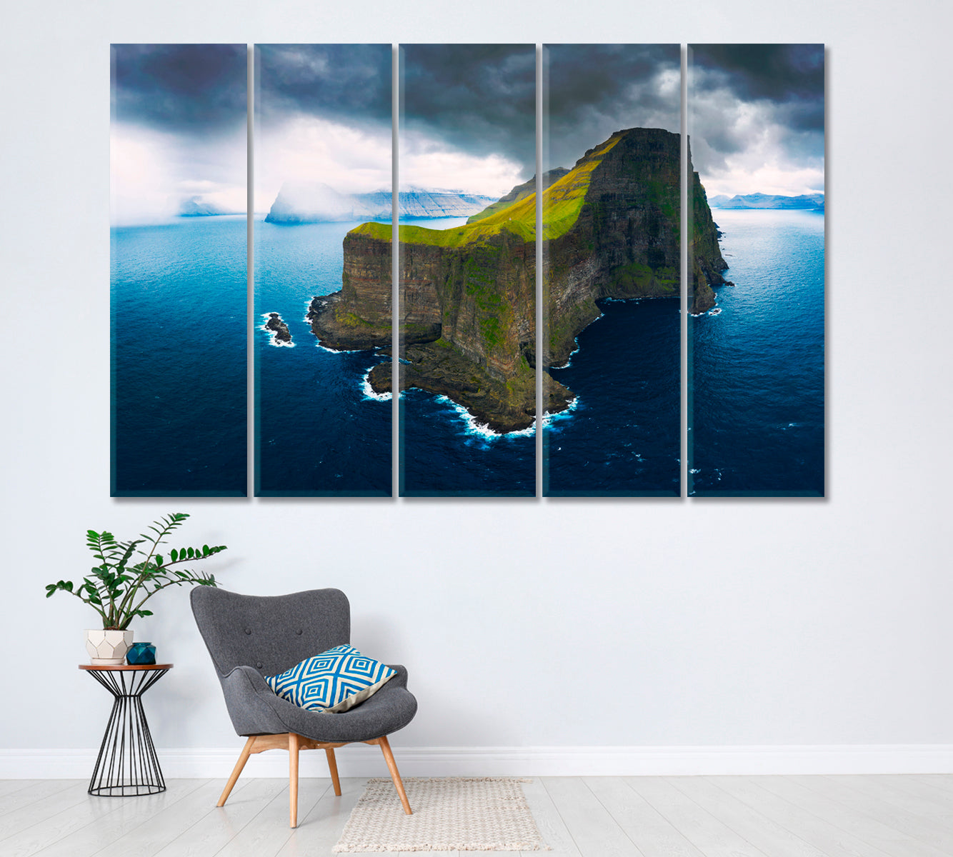 Kalsoy Island Faroe Islands Canvas Print ArtLexy 5 Panels 36"x24" inches 