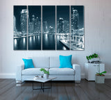 Dubai Marina in Black and White Canvas Print ArtLexy 5 Panels 36"x24" inches 