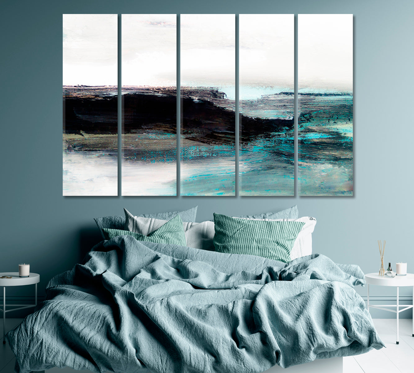 Abstract Sea Landscape Canvas Print ArtLexy 5 Panels 36"x24" inches 
