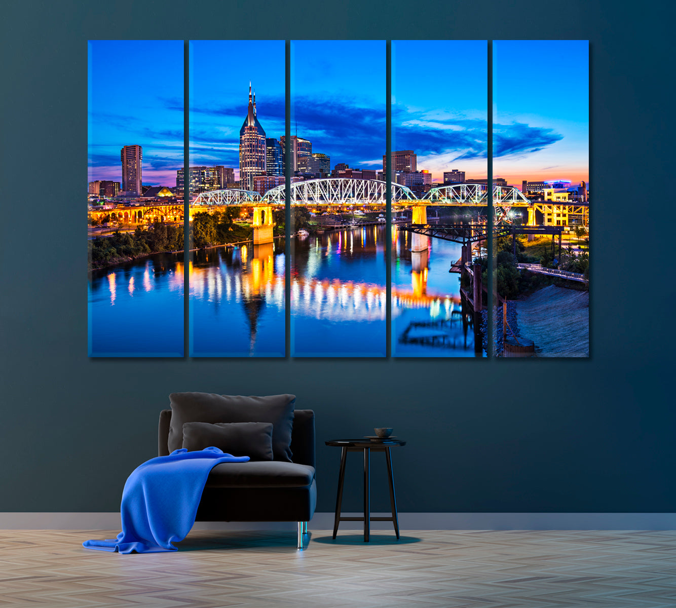 Downtown Nashville Tennessee Skyline Canvas Print ArtLexy 5 Panels 36"x24" inches 