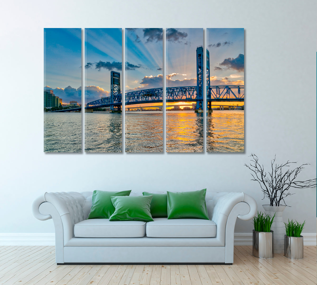 Main Street Bridge Jacksonville Florida Canvas Print ArtLexy 5 Panels 36"x24" inches 
