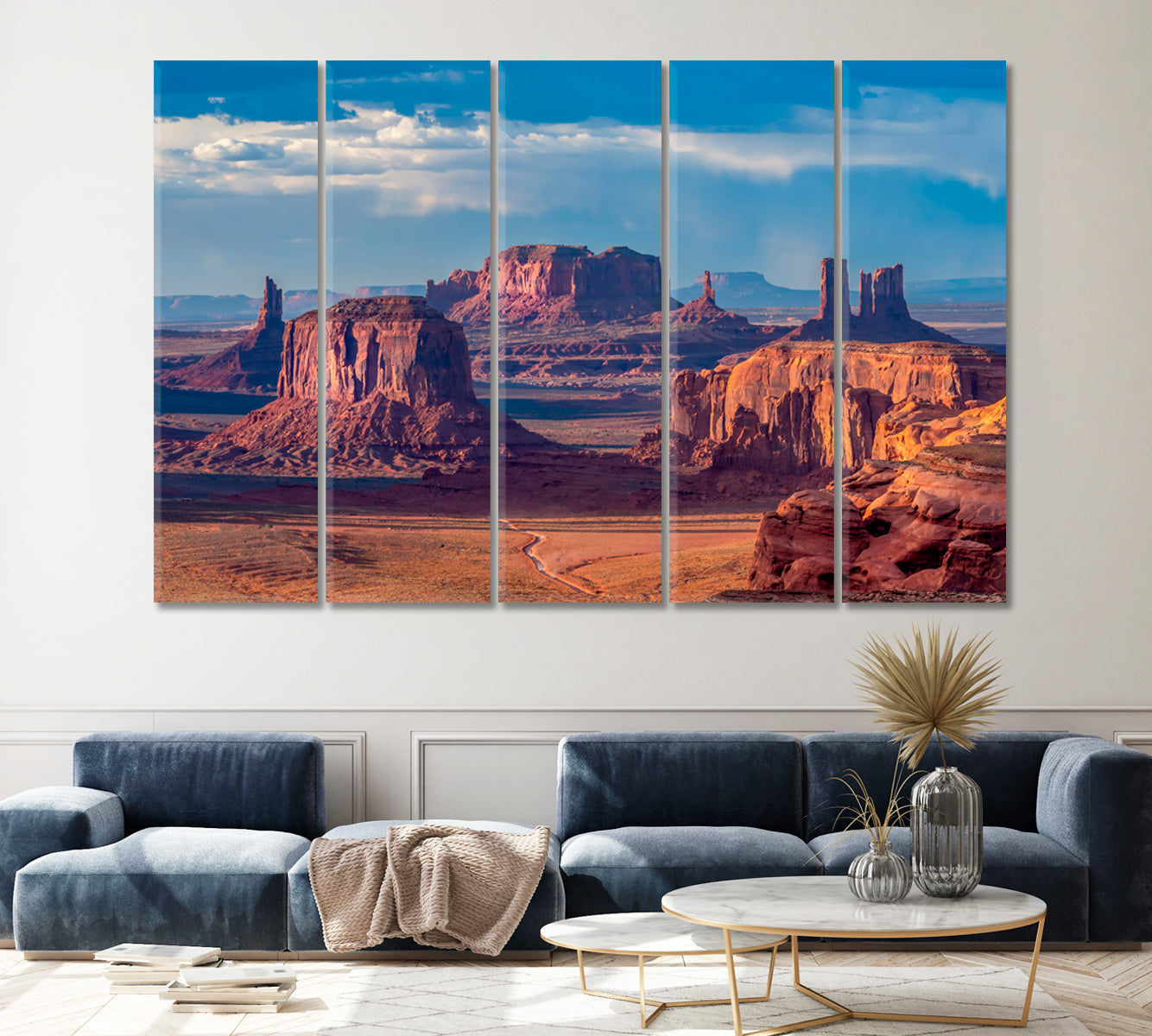 Navajo Nation’s Monument Valley Park Canvas Print ArtLexy 5 Panels 36"x24" inches 