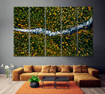 River in Oulanka National Park Finland Canvas Print ArtLexy 5 Panels 36"x24" inches 