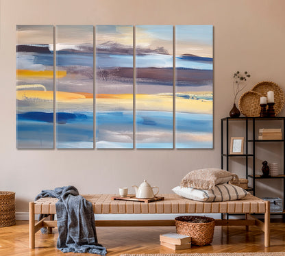 Abstract Pastel Brush Strokes Canvas Print ArtLexy 5 Panels 36"x24" inches 