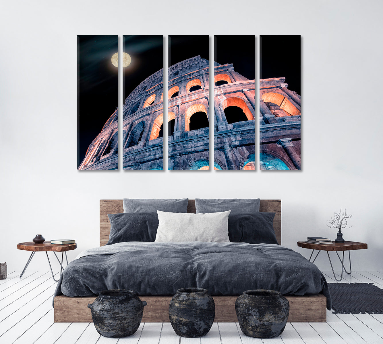 Rome Colosseum at Night Italy Canvas Print ArtLexy   