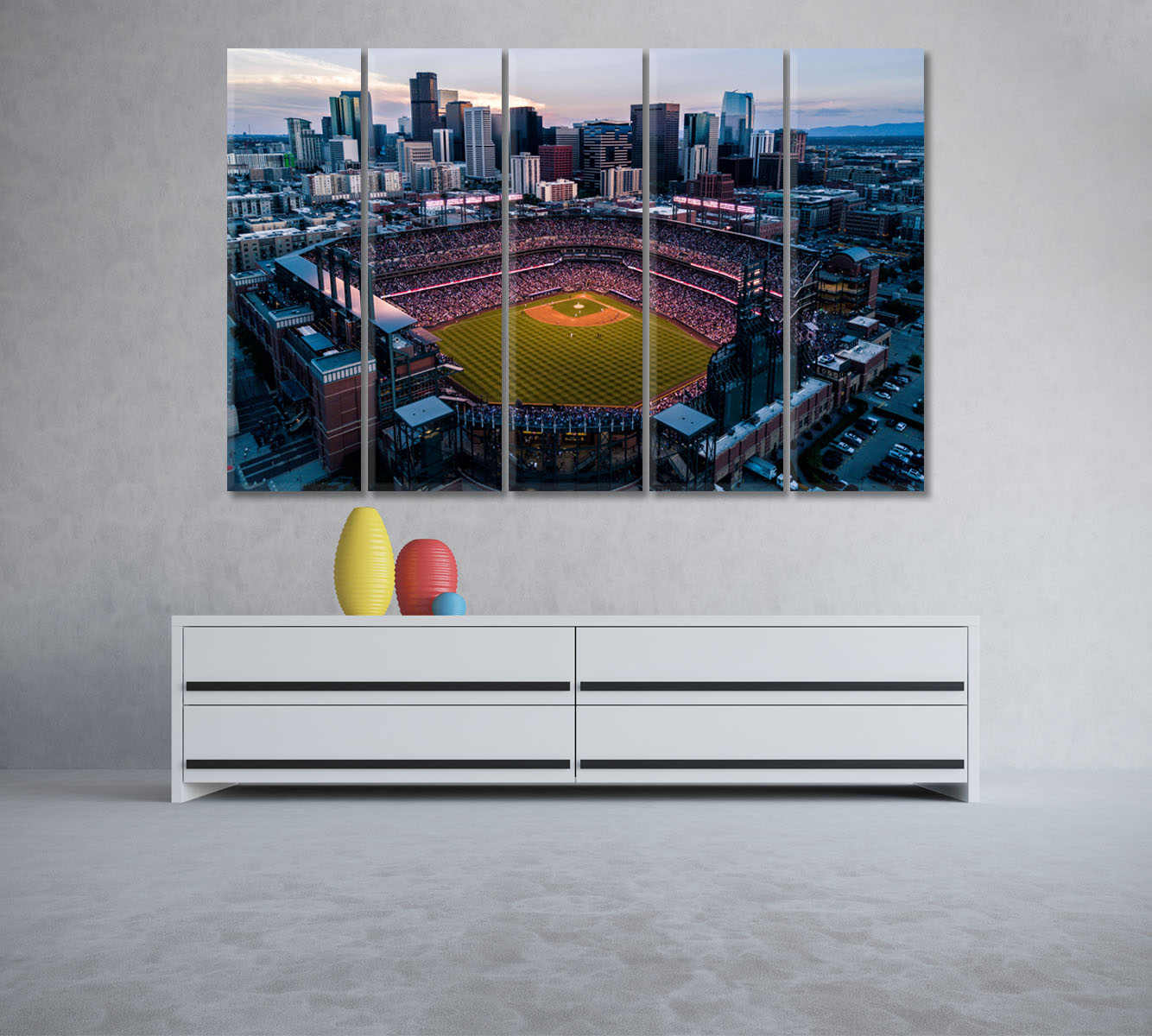 Coors Field and Denver Skyline Canvas Print ArtLexy 5 Panels 36"x24" inches 