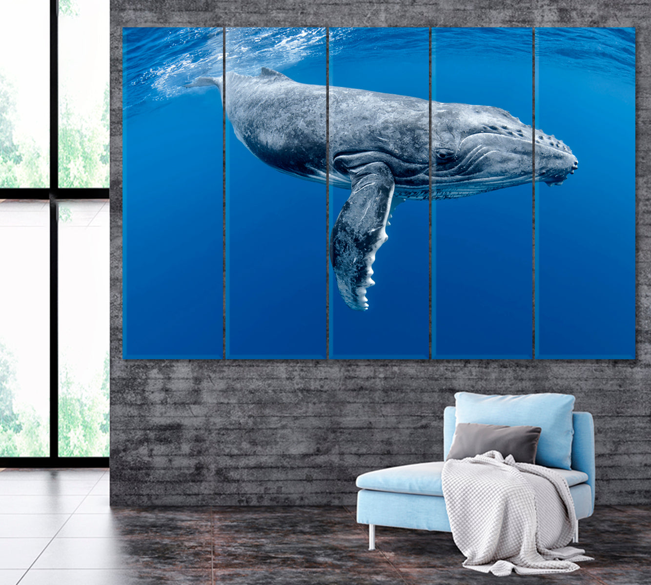 Humpback Whale Tonga Canvas Print ArtLexy 5 Panels 36"x24" inches 