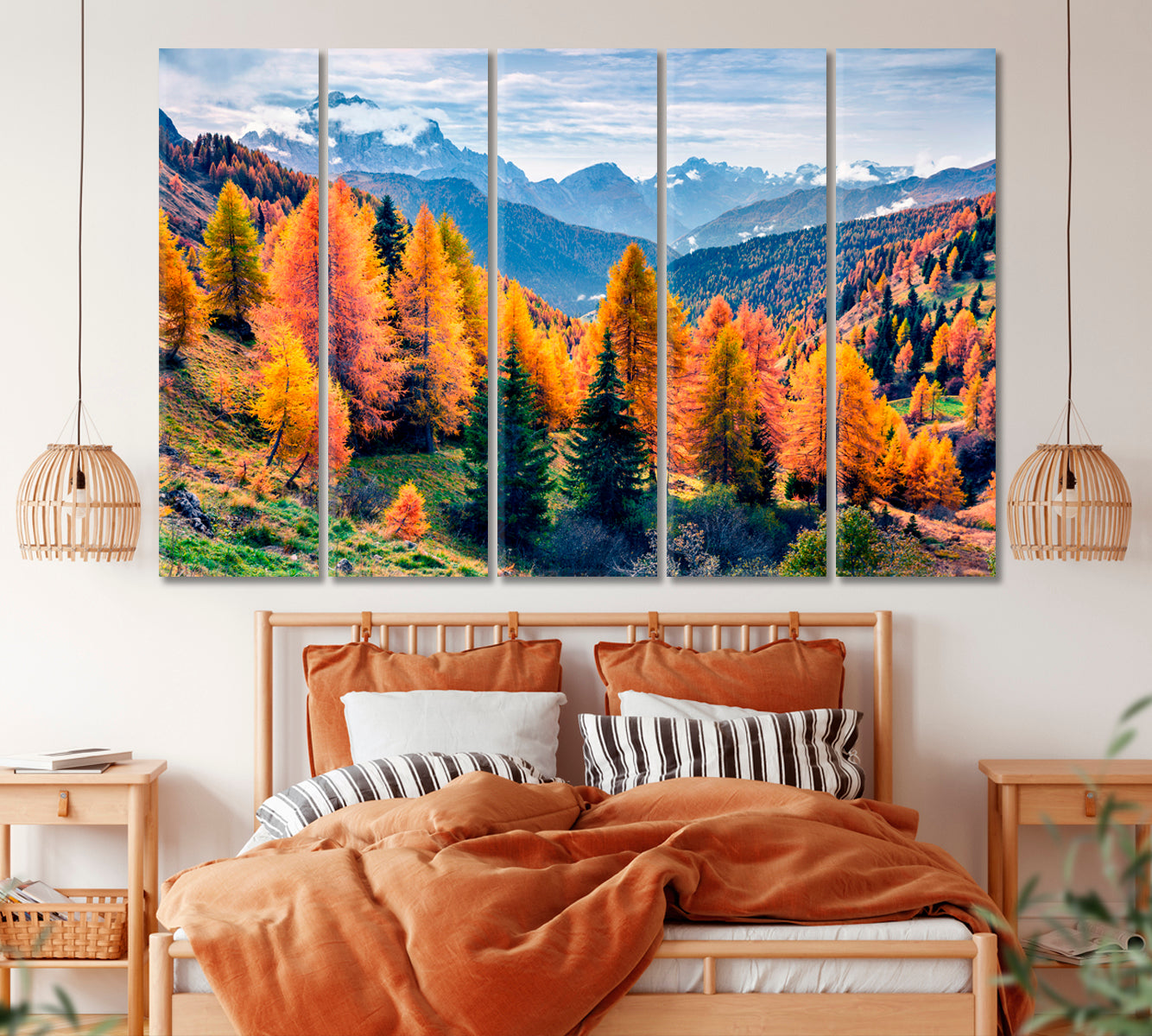 Dolomites in Autumn Italy Canvas Print ArtLexy 5 Panels 36"x24" inches 