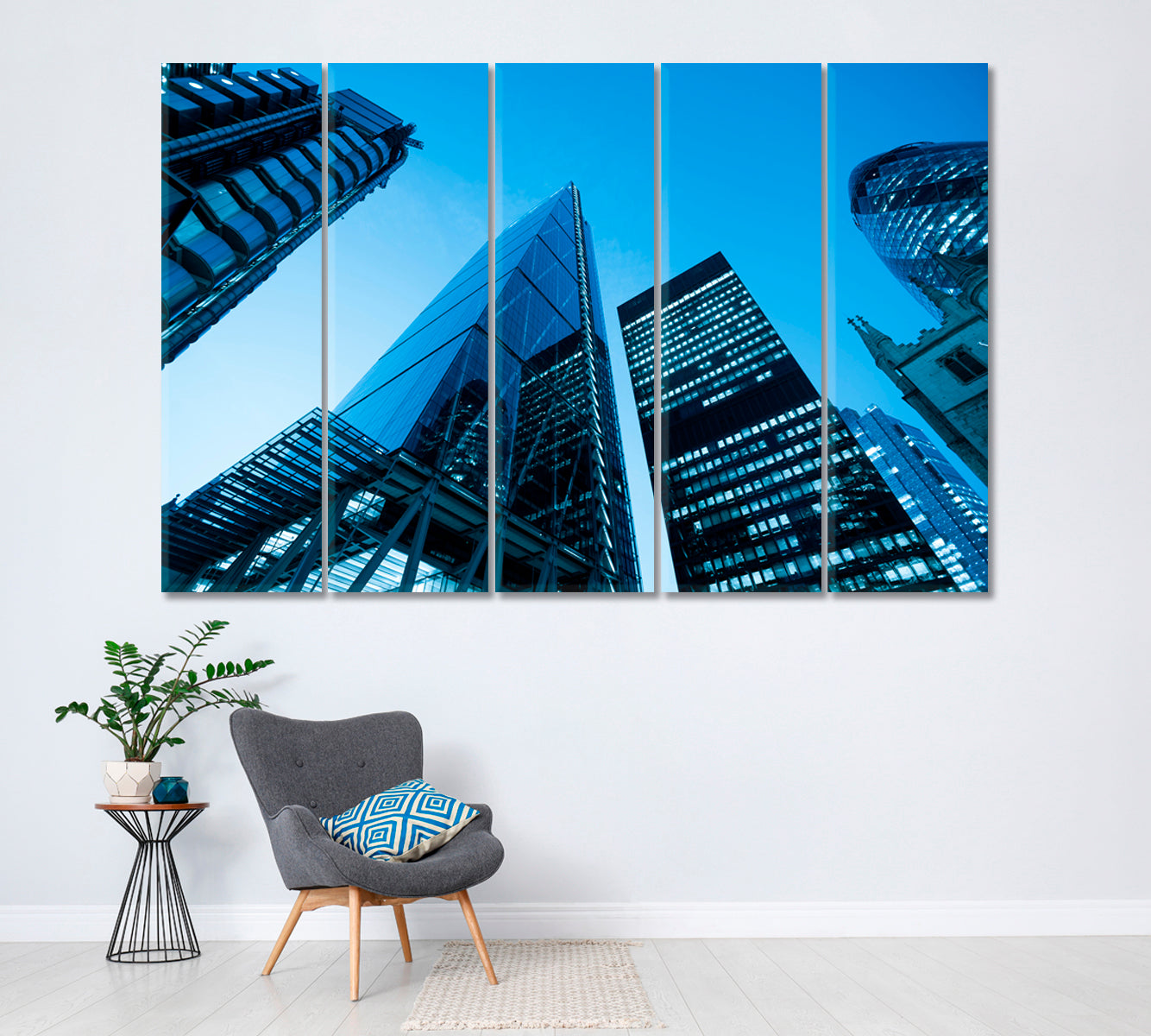 London Skyscraper Canvas Print ArtLexy 5 Panels 36"x24" inches 