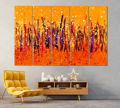 Abstract Vivid Brush Strokes Composition Canvas Print ArtLexy 5 Panels 36"x24" inches 