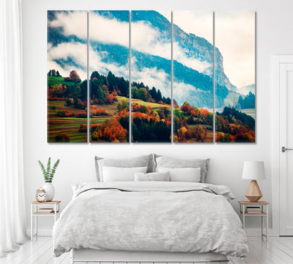 Dolomites in Autumn North Italy Canvas Print ArtLexy 5 Panels 36"x24" inches 