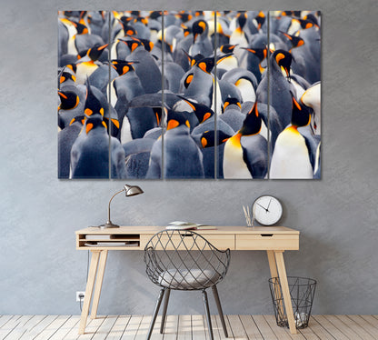 King Penguins Falkland Islands Canvas Print ArtLexy 5 Panels 36"x24" inches 